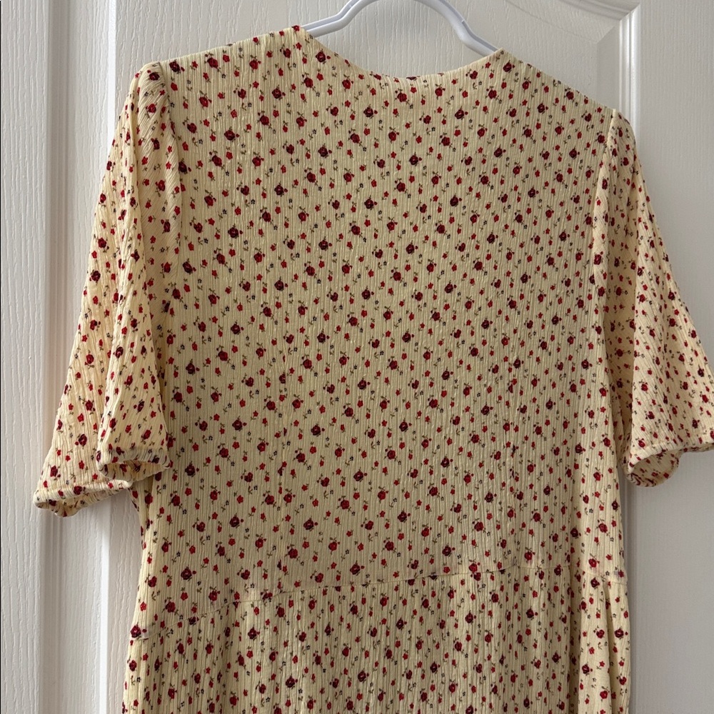 ROOLEE Cream Floral Maxi Dress Vneckline Shortsleeved Size XL - Picture 4 of 6